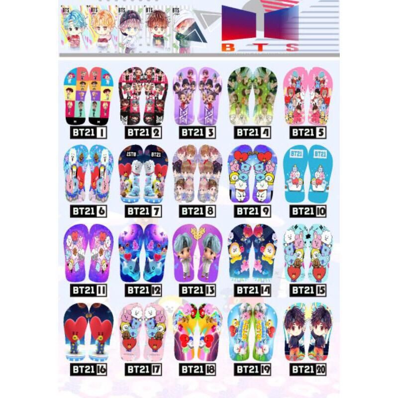 Sandal Custom Nama karakter BTS Anak/Dewasa FREE Costum Suka Suka