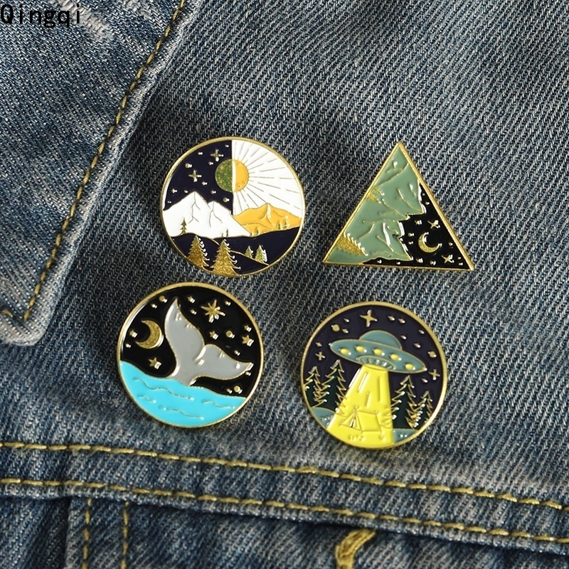 Bros Pin Enamel Bentuk Matahari Dan Bulan Untuk Hadiah