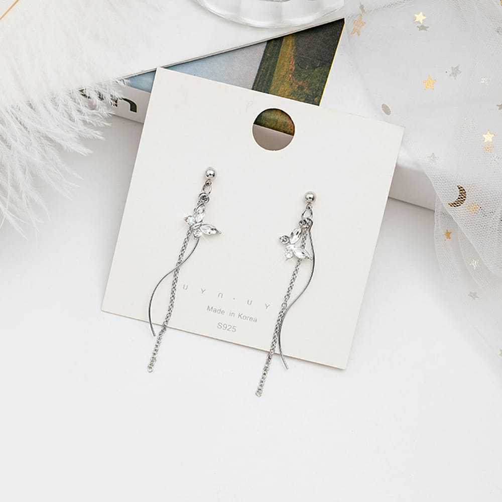 Anting Berlian Kristal Anting Kupu Kupu Long Earrings