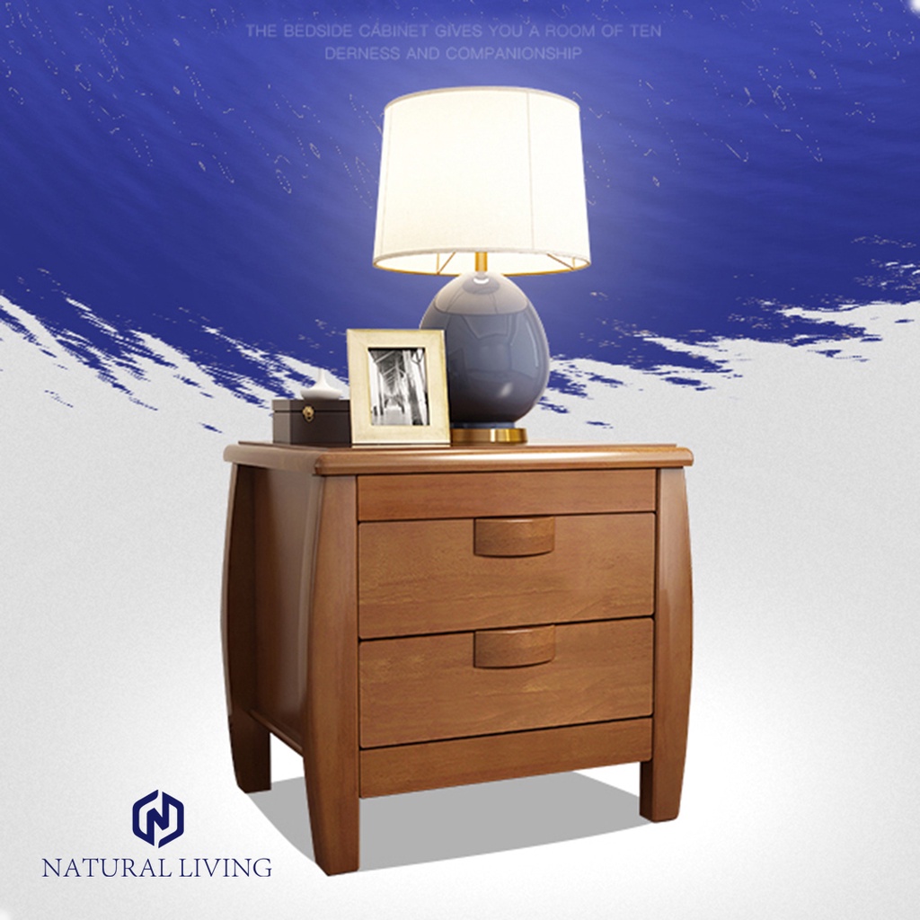 Meja Nakas Meja Sudut Nighstand  Minimalis Laci Simpele Modern Kayu Mahoni