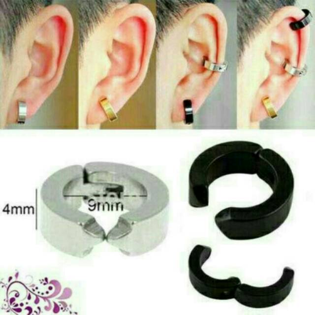 ⭐⭐⭐⭐⭐Tindik Palsu Titanium / Anting Pria Cowok Japit / Tindik Fake Piercing Anting Magnet