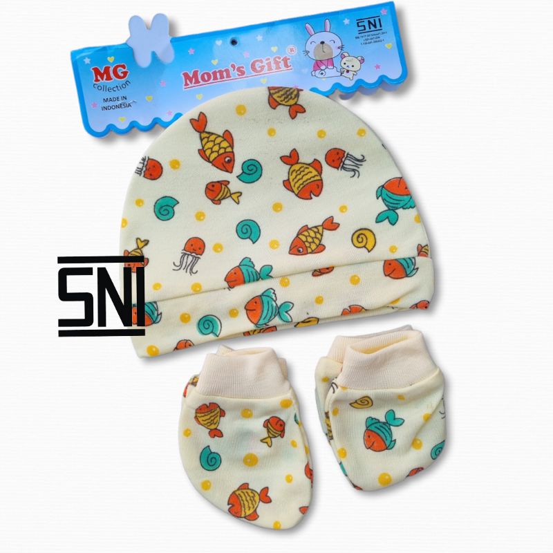 1 Set Topi dan Sarung tangan kaki SNI motif lucu murah