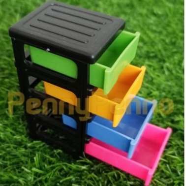 Mainan Anak Rak Lemari 4 Susun / Kulkas 2 Pintu / Lemari Baju Utk Kabinet Boneka / Container Mini