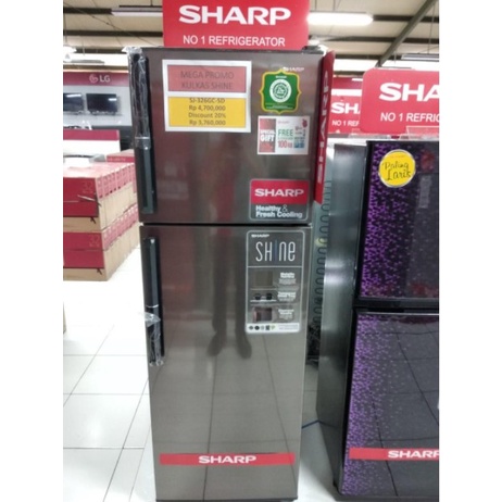 SHARP Kulkas 2 Pintu 256L Low Watt 100W SJ-326GC Handle SJ326GC 326GC