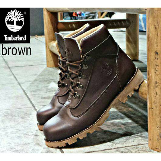 sepatu boot safety ujung besi timberland ring brown