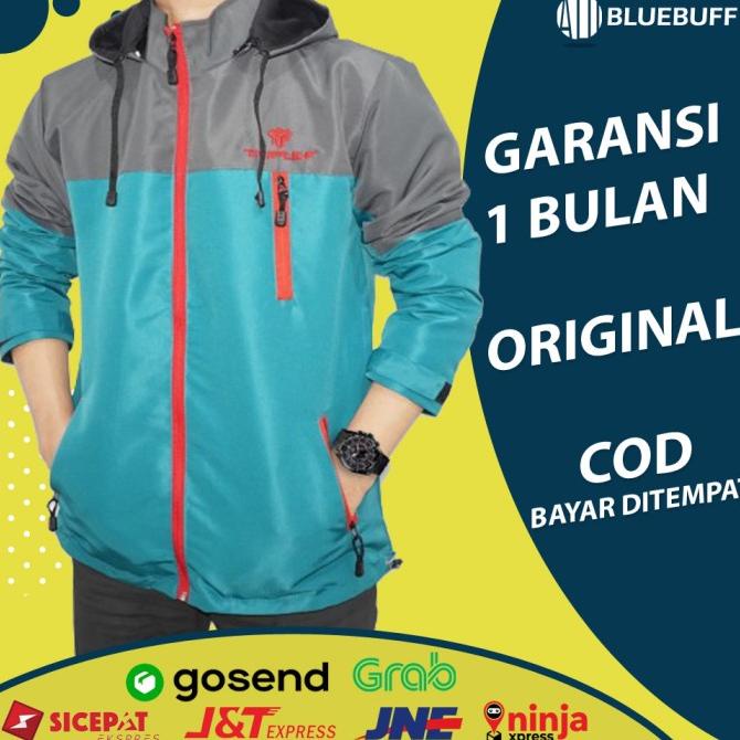 Jaket Hujan Waterproof Parasit Pria Cowok Anti Air dan Dingin Taslan