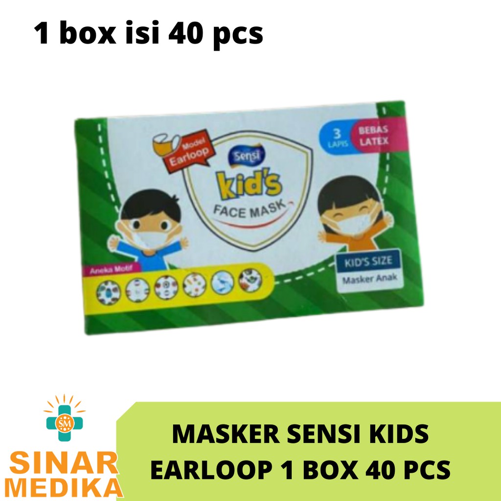 MASKER SENSI ANAK KIDS HIJAB DAN EARLOOP . MASKER ANAK SENSI 1BOX ISI 40 PCS