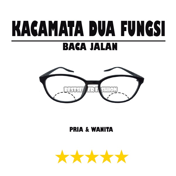 KACAMATA BACA DAN JALAN (+)  UK. +1.00 S/D +4.00 BINGKAI HITAM KACAMATA RABUN DEKAT 2IN1 KACAMATA PRIA DAN WANITA FRAME OVAL NOCASE