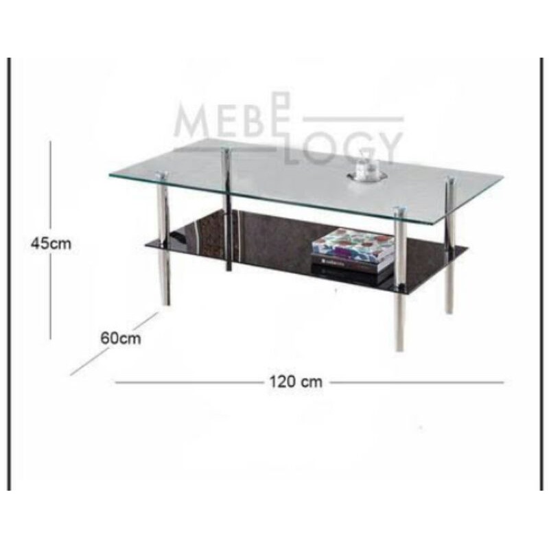 meja tamu kaca rangka stainlees