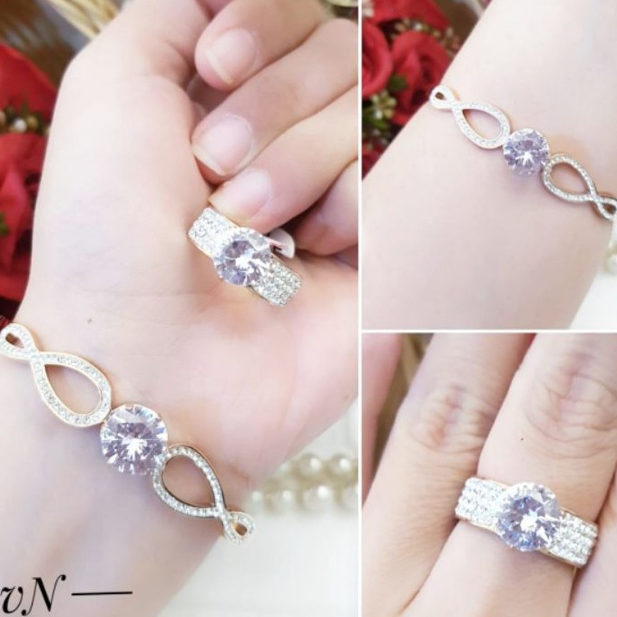 Titanium Set Perhiasan Gelang dan Cincin G555