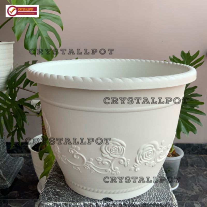 Pot bunga tanaman putih shallom 30cm - bahan tebal