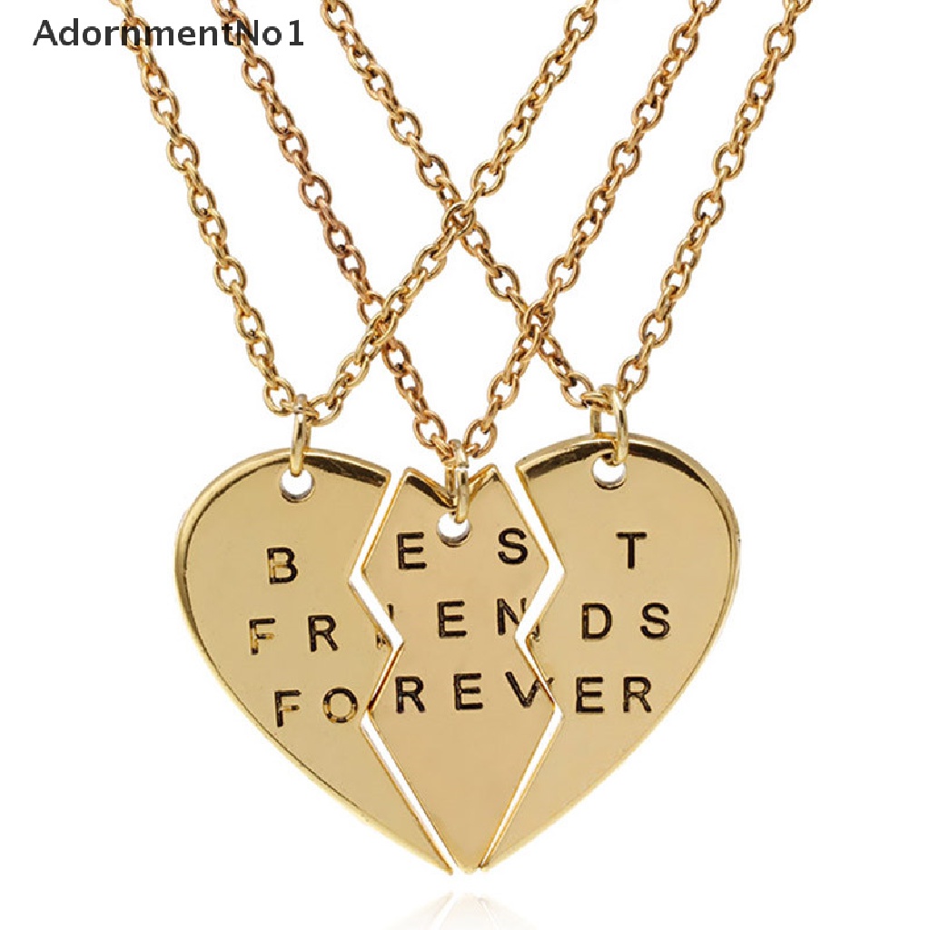 (AdornmentNo1) 3pcs Kalung Rantai Dengan Liontin Hati Motif Tulisan Best Friends Forever Untuk Wanita