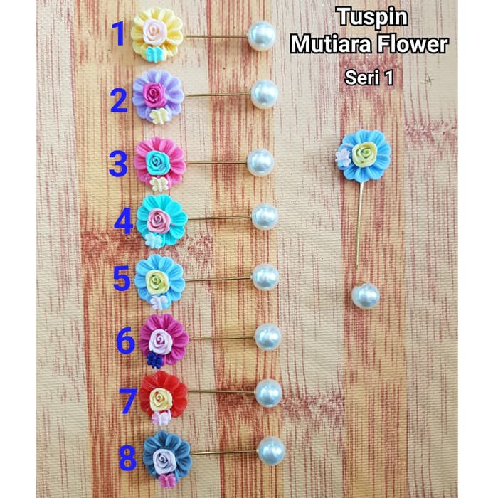 Bros Tuspin Mutiara Flower Seri 1 Brooch Aksesoris Jilbab