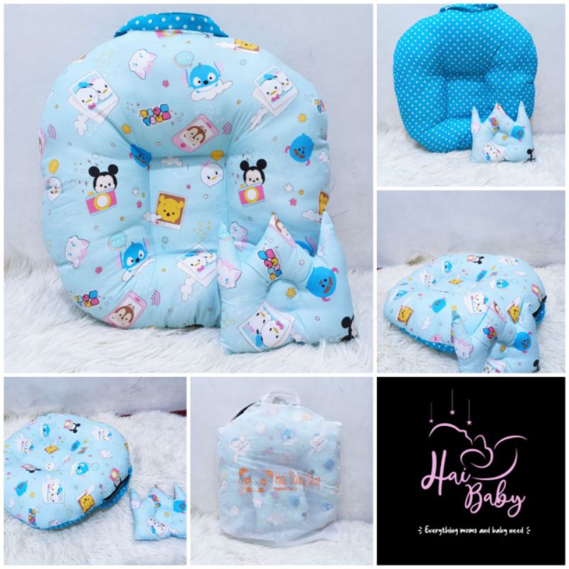 Sofa bayi / baby launger  FREE bantal mahkota bayi dan tas mika.-Tsum2 biru sofa