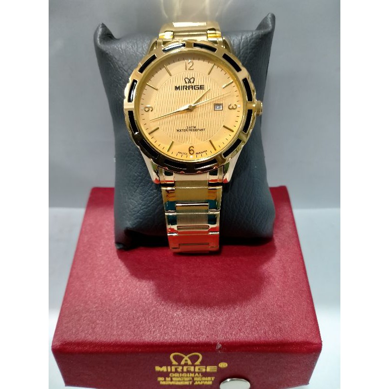 MIRAGE 8309BRP-M/ JAM TANGAN PRIA RANTAI STAINLESS KUNING