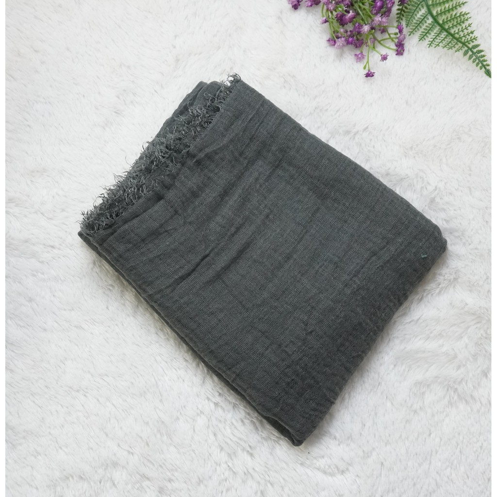 PASMINA CRINKLE MURAH SHAWL / HIJAB PASHMINA CRINKLE RAWIS KUSUT NEGRO SHAWL CRINCLE CRINCKLE IMPORT-A8-DARK GREY