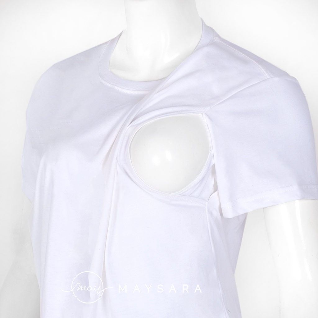 Baju menyusui bukaan samping atasan maysara-CN23-PutihNetral