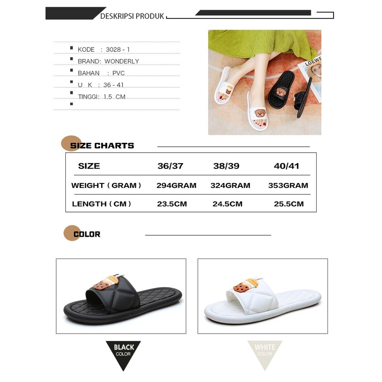 3028-1 [WONDERLY] SANDAL SELOP WANITA JELLY | SENDAL WANITA SLOP JELLY | SANDAL RUMAH WANITA | SANDAL KARAKTER | SANDAL BONEKA