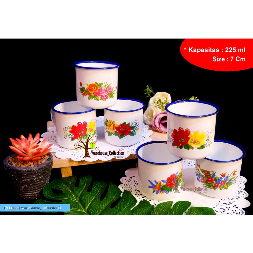 Mug Seng/ Cangkir Enamel/Cangkir Seng Kembang 6 Cm / 7Cm.