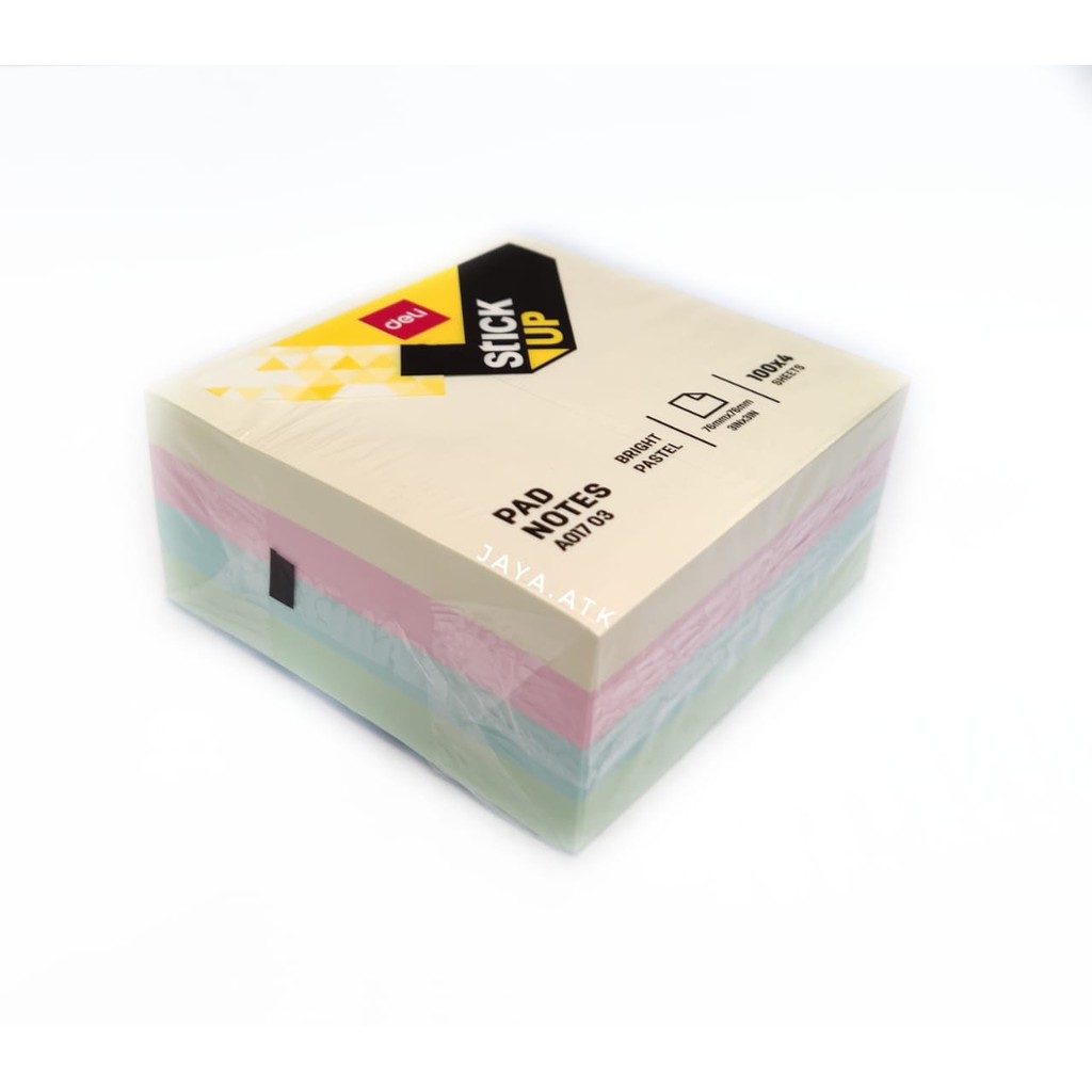 STICKY NOTES MEMO TEMPEL TUMPUK PASTEL 76X76 MM DELI A017 400 LBR STICK NOTES MEMOPAD