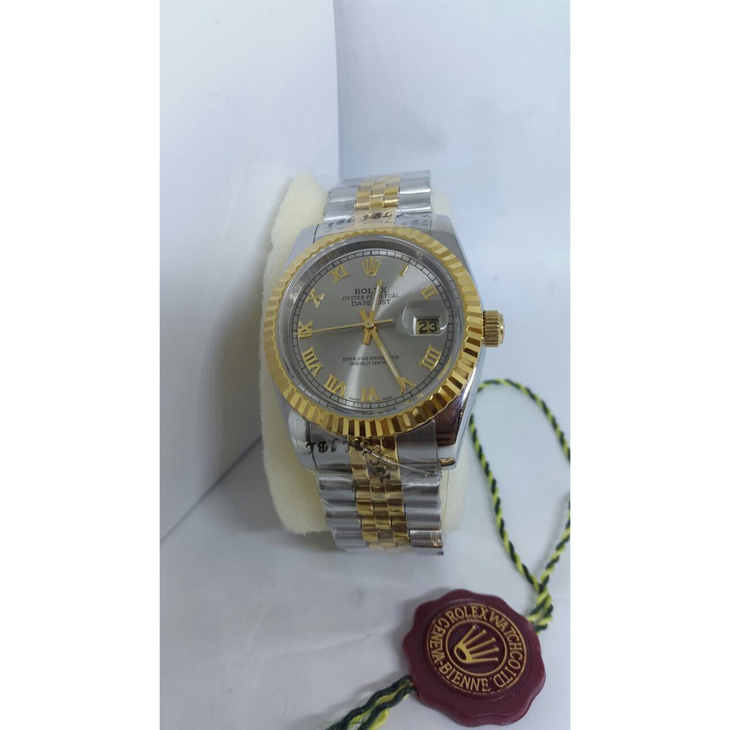 Rolex Datejust Chain Super Garansi 6 bulan Kombi Gold Grey abu-abu