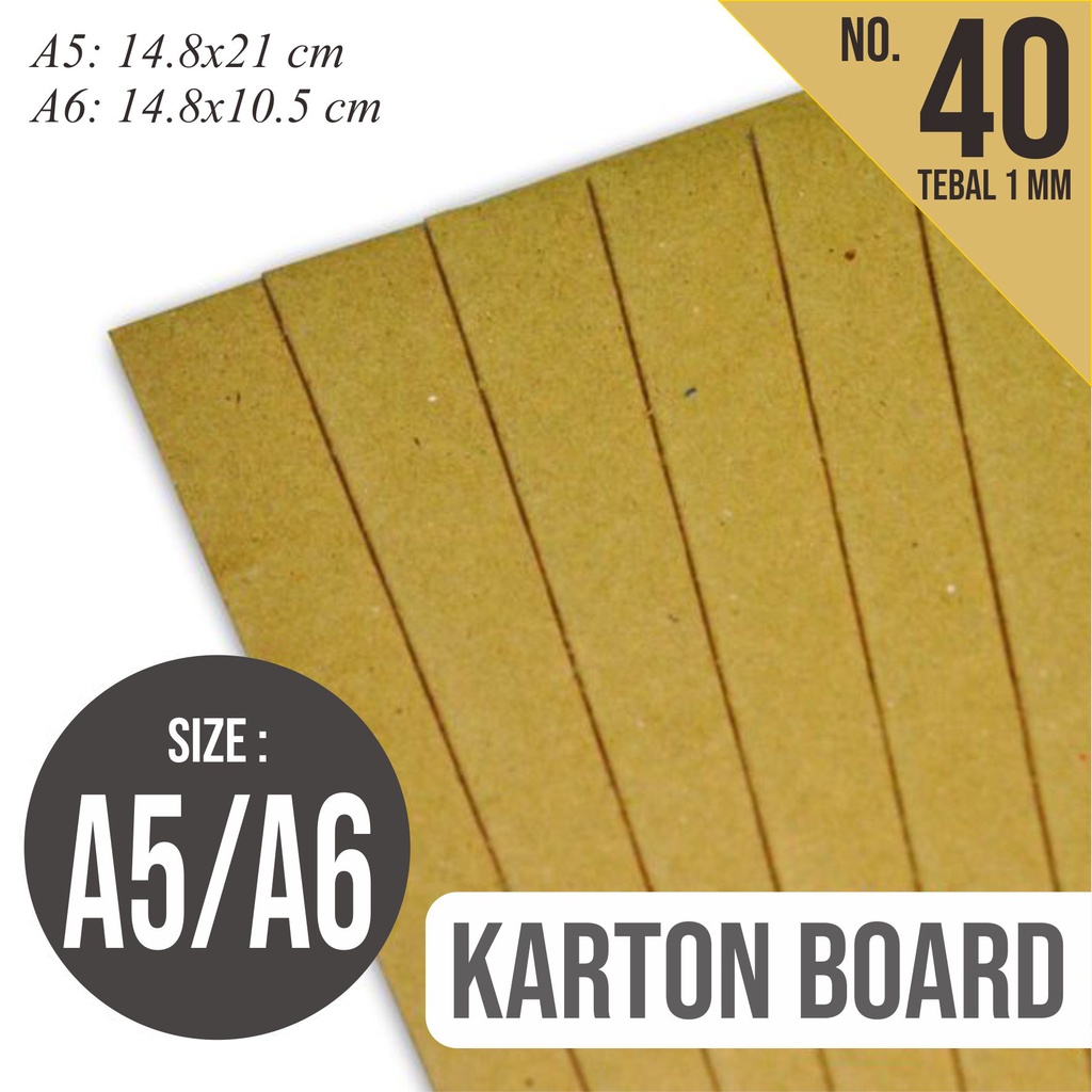 

( LEMBAR ) A5 / A6 KARTON BOARD / HARD COVER No.40 & NO. 50 TEBAL 1- 1.5 MM