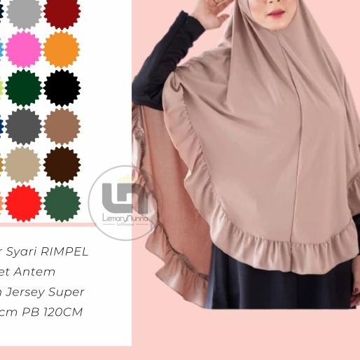 Khimar Jersey Rempel JUMBO/Jilbab Instan SYARI/Pet antem Polos/Bergo - Biru
