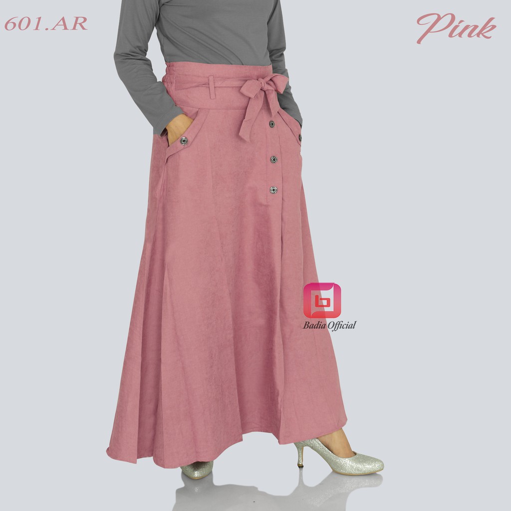 rok flare payung motif kancing bahan codorai wanita premium