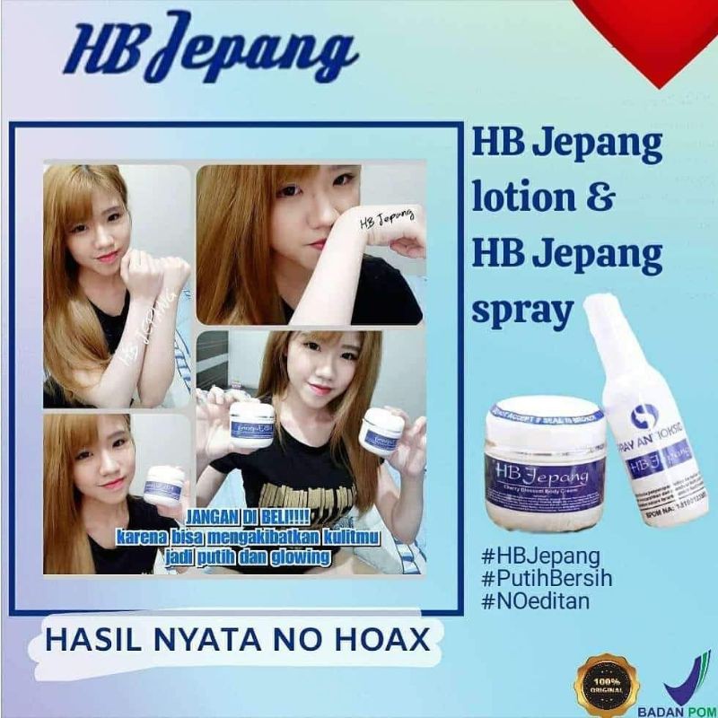 HB JEPANG DAN SPRAY ORIGINAL BPOM (pemutih badan)