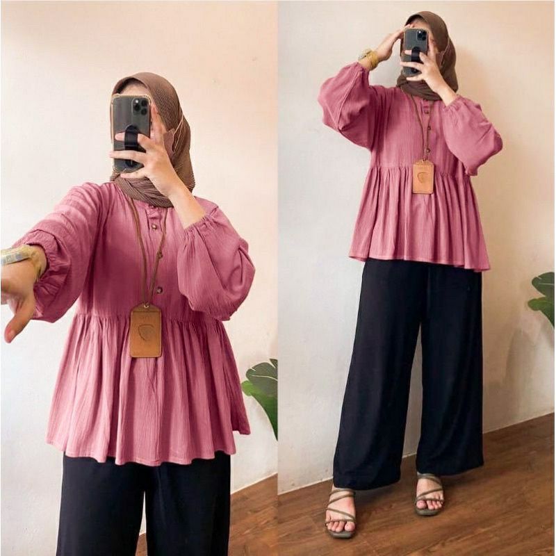 ARINA BLOUSE RAYON CRINCLE / BlOUSE ATASAN WANITA KEKINIAN /MUSLIM WANITA