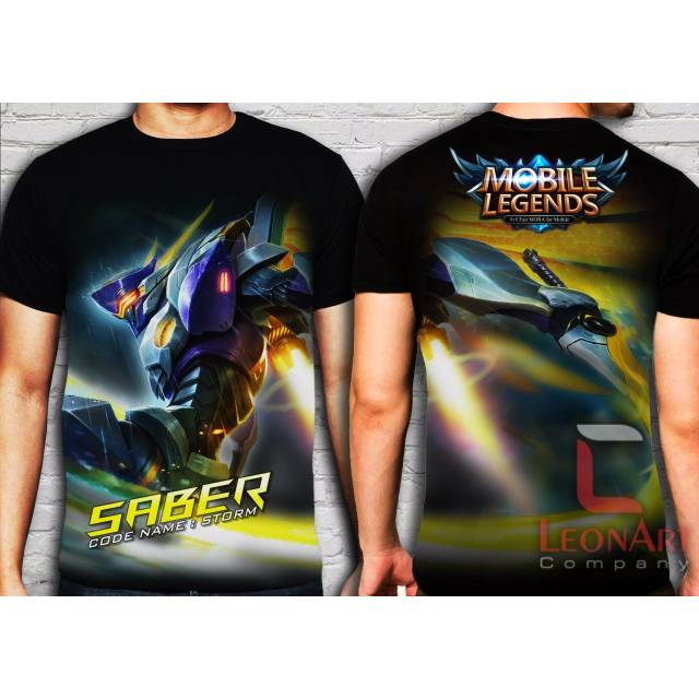 Saber Clothes FREE add Squad & Nick - Baju Kaos Mobile Legend Original Moba