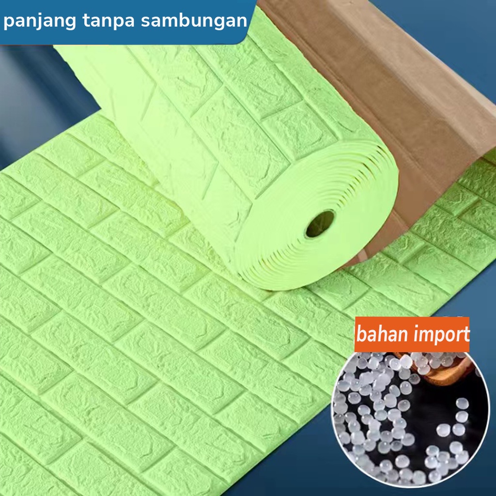 sticker dinding panjang tanpa sambungan / wallpaper gulungan tanpa sambungan pola bata 3D / wallpaper hiasan dekorasi kamar / walpaper tahan air tidak lembab 5pcs x (0.7x0.77m)-Hijau