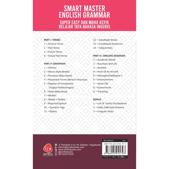Buku Bahasa Inggris Grammar Smart Master English Grammar dan Tenses Scritto Books-2
