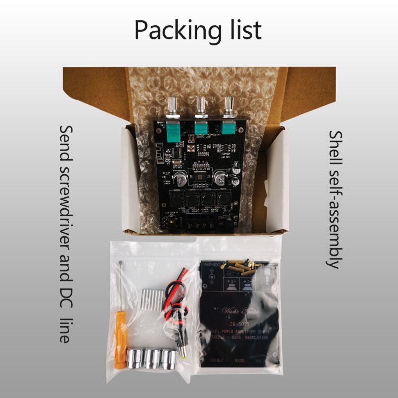 Amplifier Audio Digital Dual Channel Bluetooth 5.0 DC9-24V TPA3116D2 50W x 2 Treble Bass