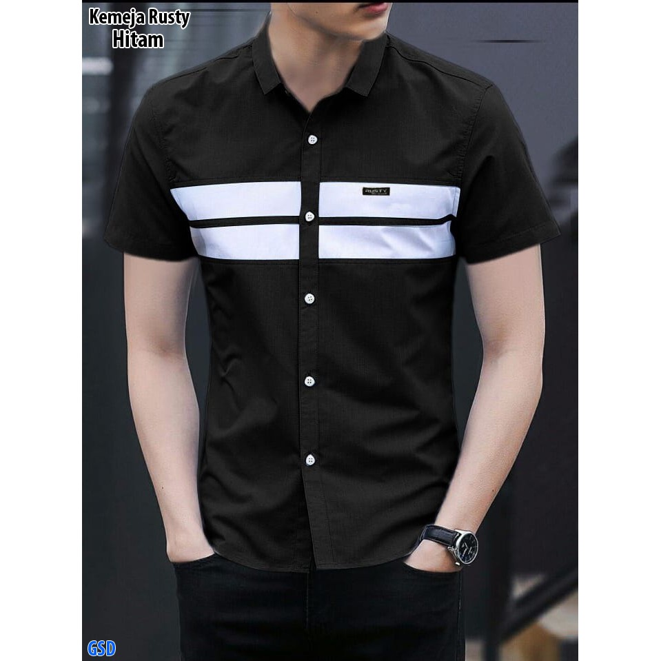 Kemeja Rusty/kemeja slimfat pria lengan pendek/baju kemeja kerja pria/casual kemeja pria murah