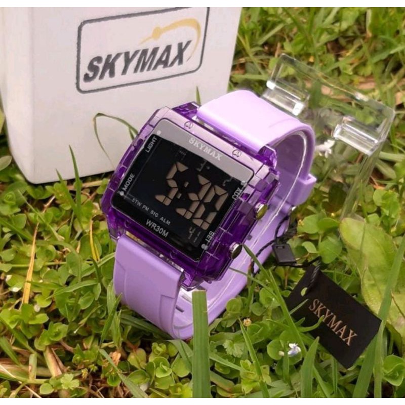 Jam Netizen Jam Tangan Skymax Jam Tangan Pria Tahan Air Menyelam Jam Tangan Couple Sepasang Free Baterai Box Analog Baterai Jam Tangan Waterproof-Ungu