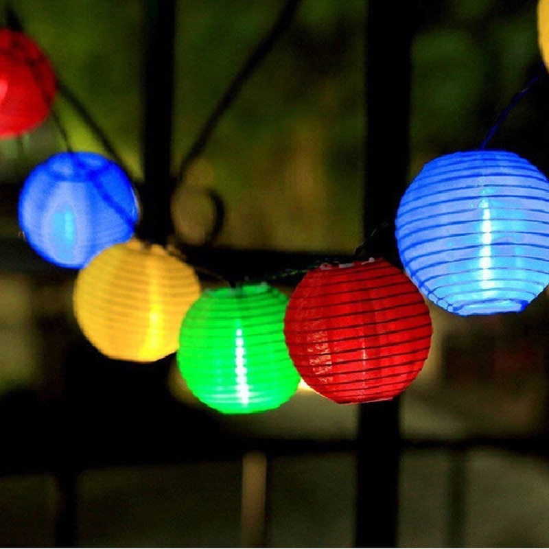 Lampu Hias Dekorasi Taman Lampion Mini / Bola Mini 7x7cm multi warna dengan Solar Power 20 LED 5M Tenaga Surya outdoor taman waterproof anti air Lantern Ball Solar String Lights Christmas Party Wedding Fairy Lights Outdoor Garland Patio Garden Decor