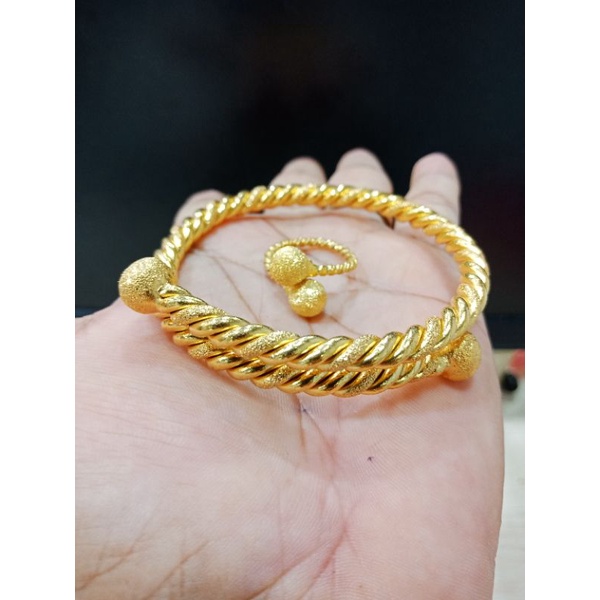 gelang set boba ulir emas penang