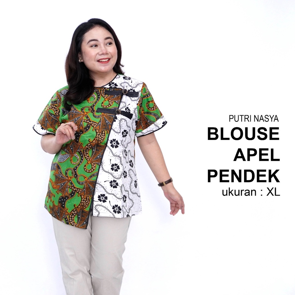 Blouse Big Size LD 140 Wanita Atasan Batik Jumbo L-XL-2L-3L-4L-5L-6L-7L Model Blus Jumbo Kerja Batik / Blus Batik Big Size Formal Kantor