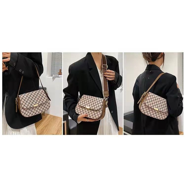 BJ64001 - BEIGE/BLACK/BROWN - TAS SLEMPANG WANITA FASHION IMPORT MODIS ELEGAN TERMURAH TERLARIS TERBARU BAGSTORE JAKARTA TAS BATAM ZC4001