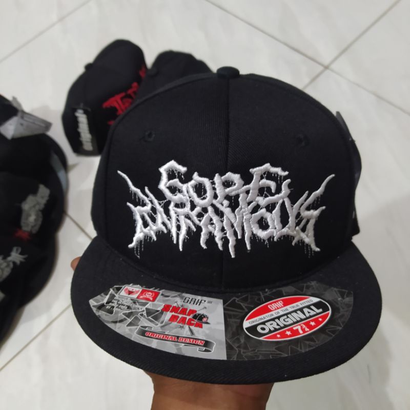 Topi Snapback metal distro pria Bordir Gore infomous