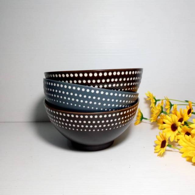 00314 Rice Bowl Motif Polkadot / Mangkok Keramik / Mangkok Nasi Keramik