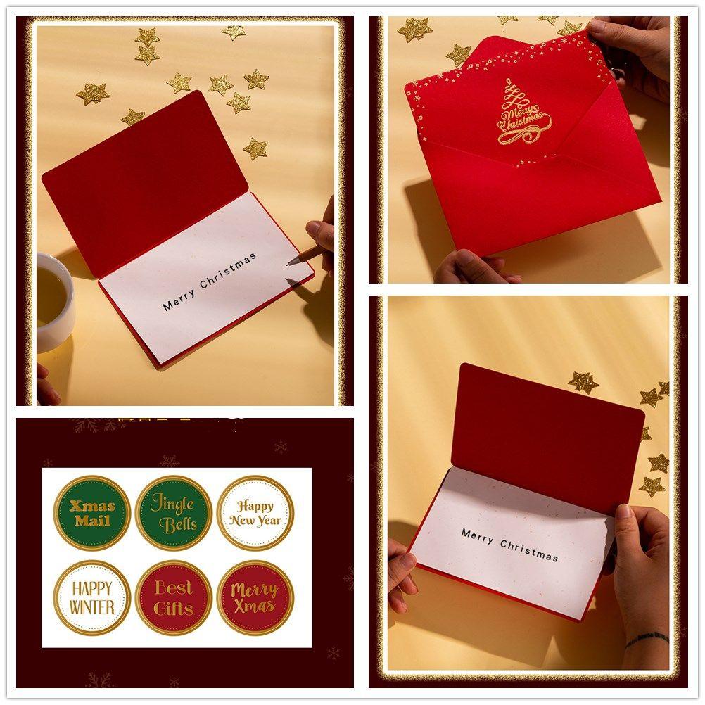 R-flower Christmas Greeting Card Wedding Birthday Kartu Ucapan Terbaik Dengan Amplop Stiker Syukuran Bronzing