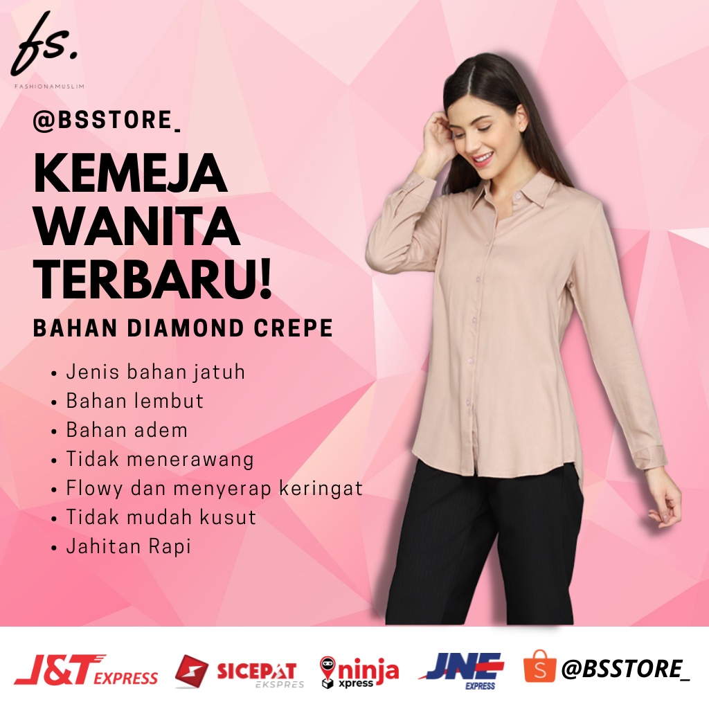 Baju Kemeja Pakaian Atasan Wanita Dewasa Polos Premium Hitam  Murah Jersey Rayon Remaja Katun Origin