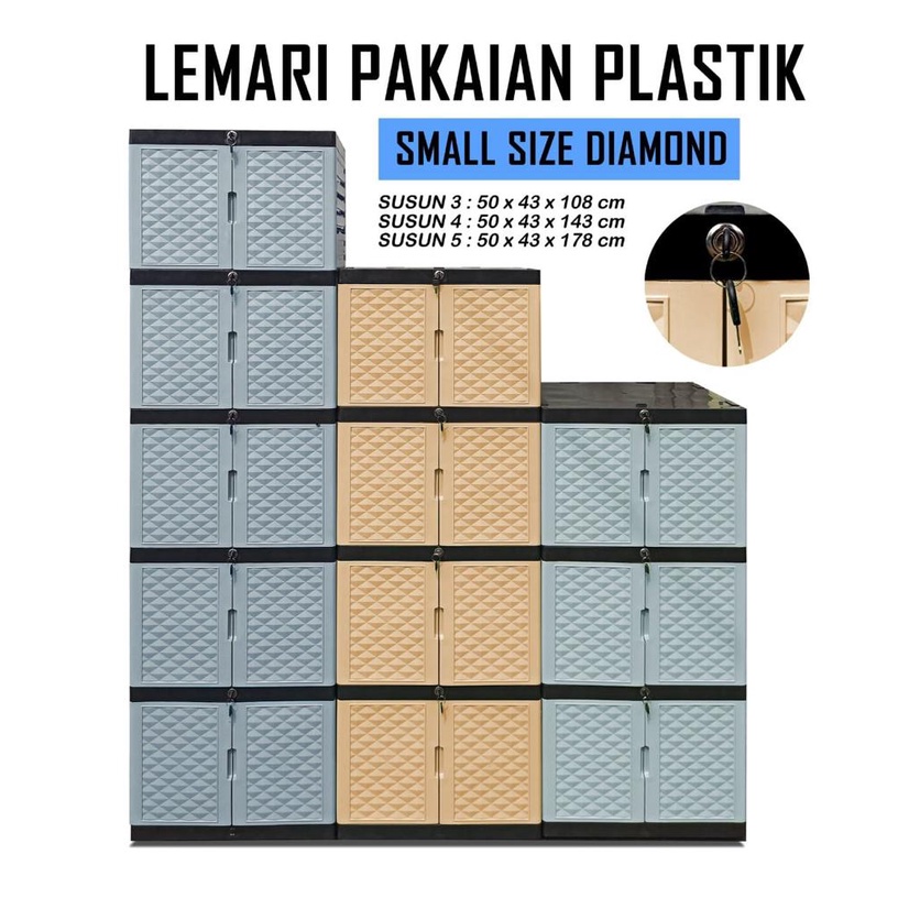 Lemari plastik mini tabita 3 full kunci