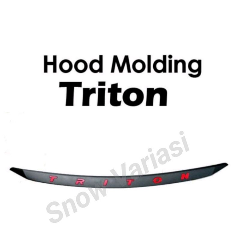 Hood molding / list kap mesin all new Triton 2019 hitam emboss merah