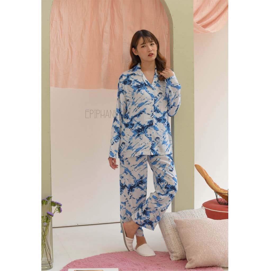 Kayseri Blue-Long Long- Setelan Piyama Baju Tidur Rayon Wear Epiphany