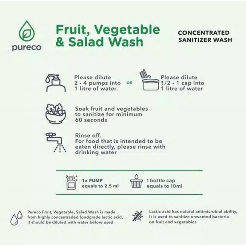 Pureco Fruit, Vegetable and Salad Wash 900 Ml