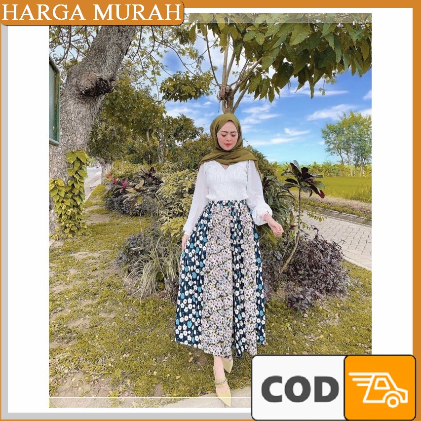 Pc - Asters Long Skirt Import / Pakaian Wanita / Maxi Skirt Kekin CK660 9084 Rok Maxi Asters Import