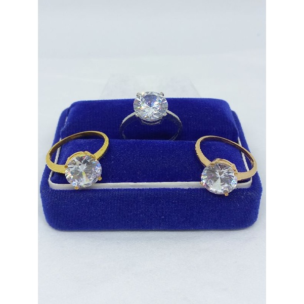 CINCIN SOLITAIRE (DESI) MP SEDANG / CINCIN PERAK ASLI SILVER 925 LAPIS EMAS/ CINCIN FASHION WANITA TERBARU